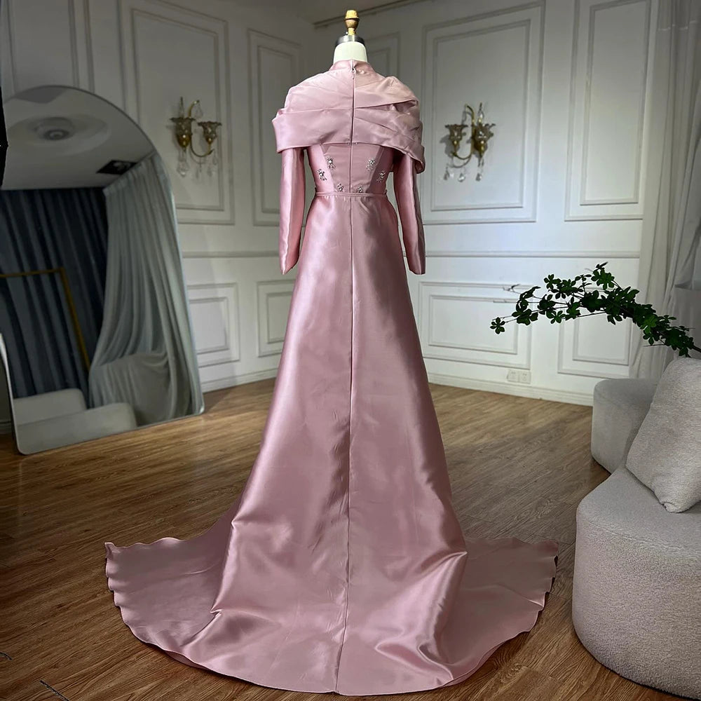 Robe modeste satin strass
