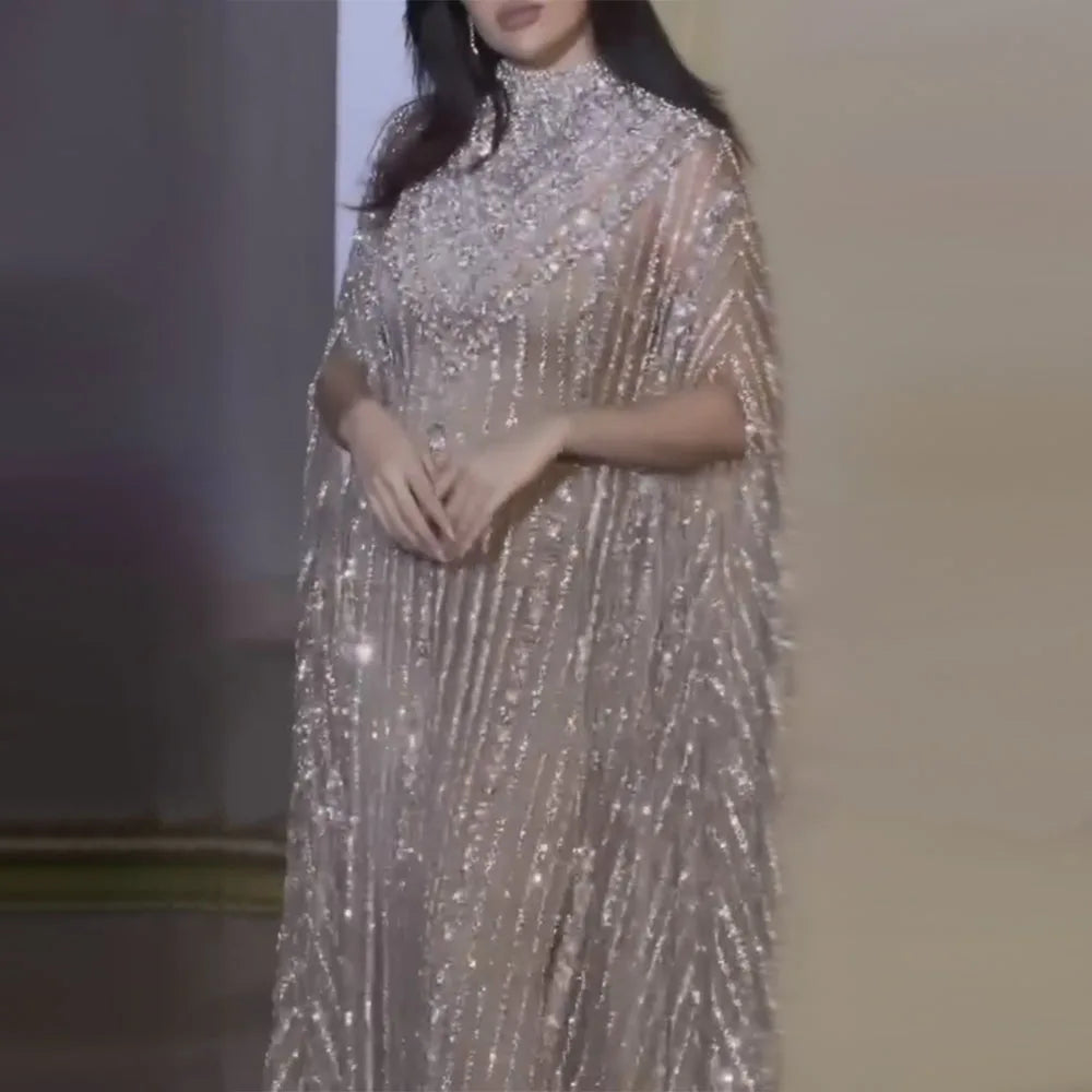 Robe de luxe abaya cape strass