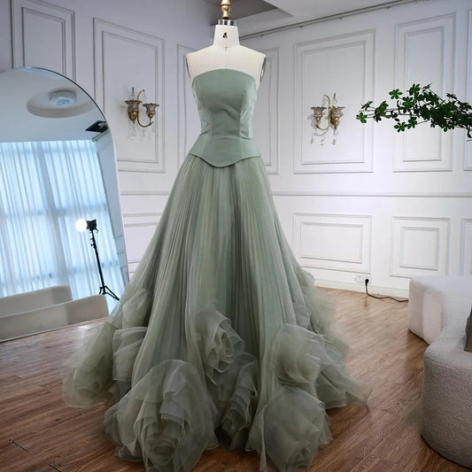 Robe de soirée bustier volant fleur