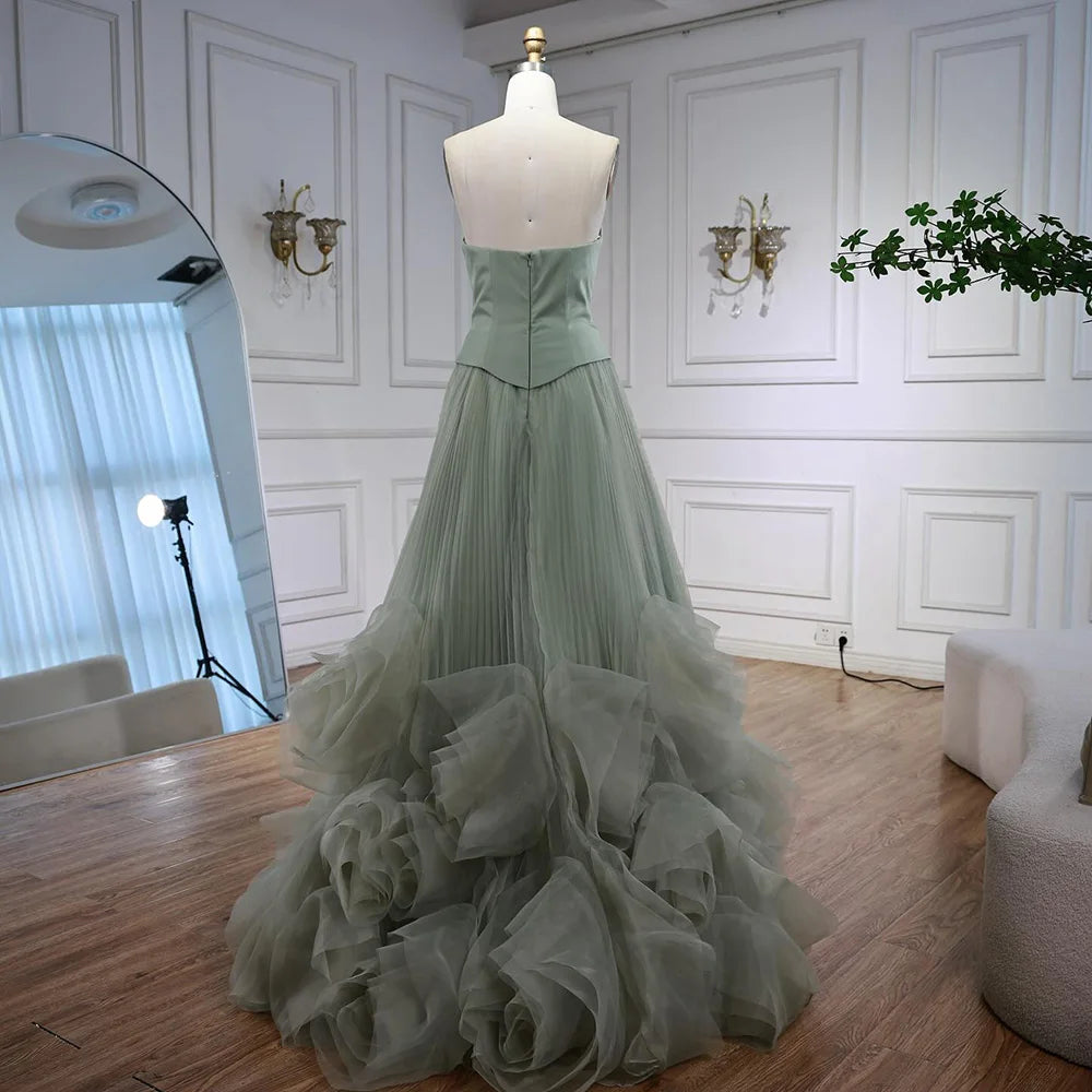 Robe de soirée bustier volant fleur