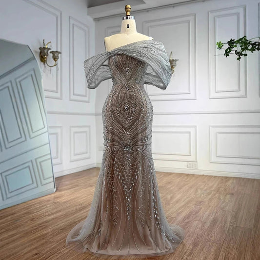 Robe de soirée épaule dénudée volumineuse