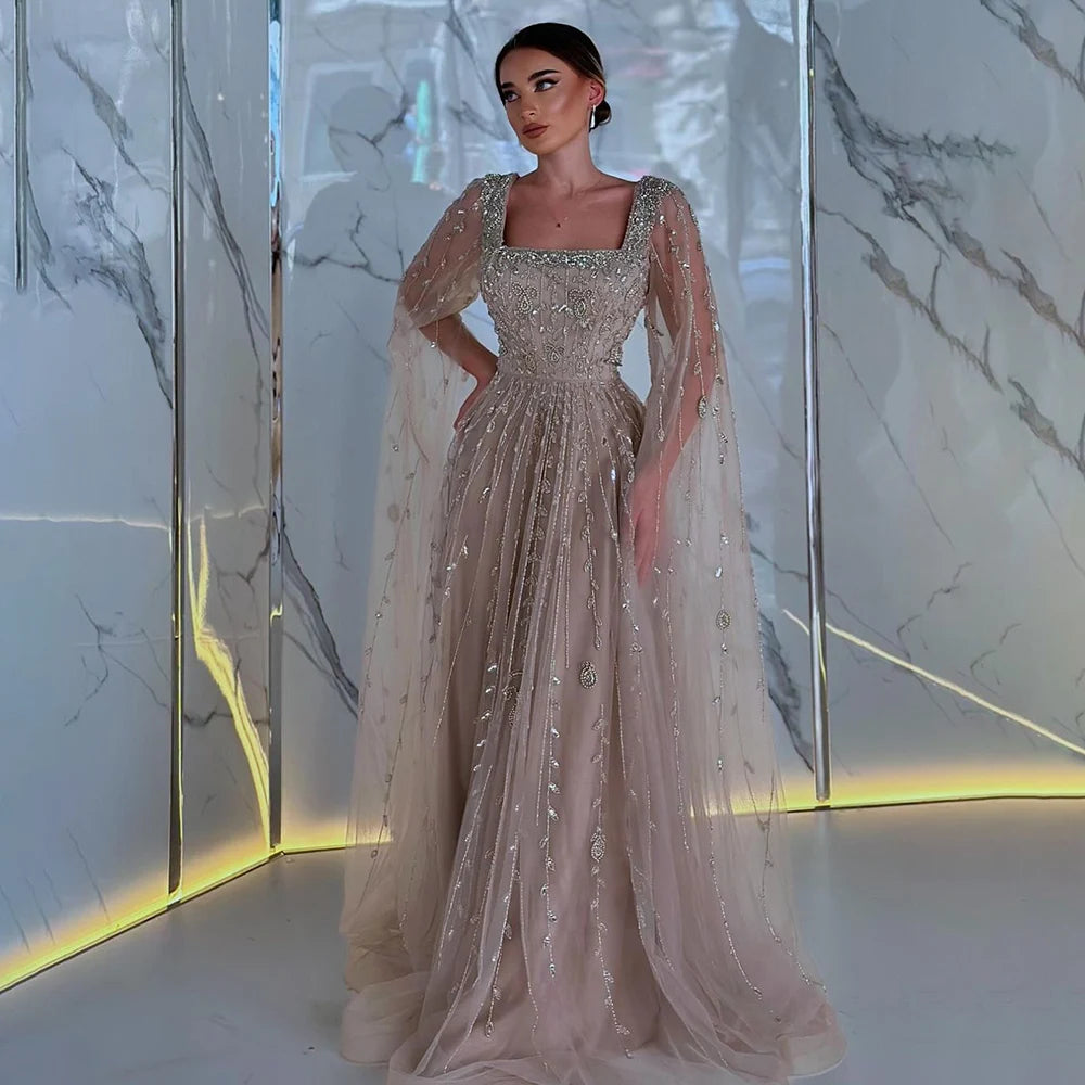 Robe de soirée manche transparents