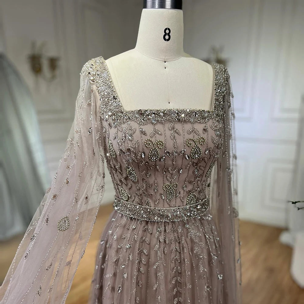 Robe de soirée manche transparents