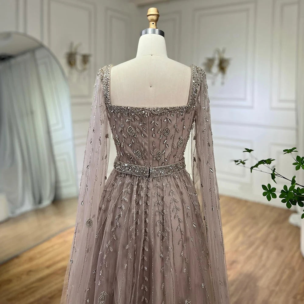 Robe de soirée manche transparents