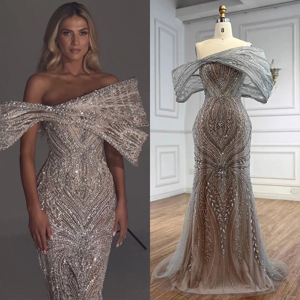 Robe de soirée épaule dénudée volumineuse