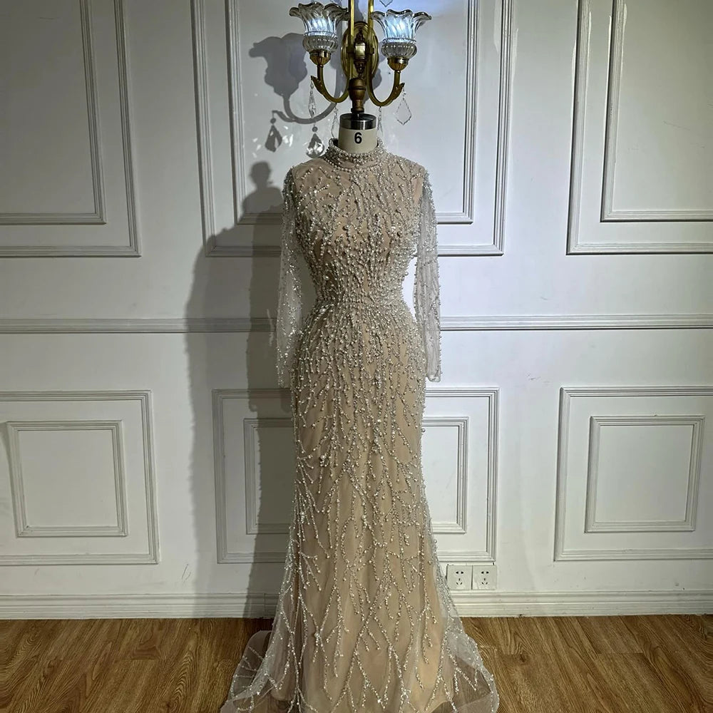 Robe de soirée sirene perle